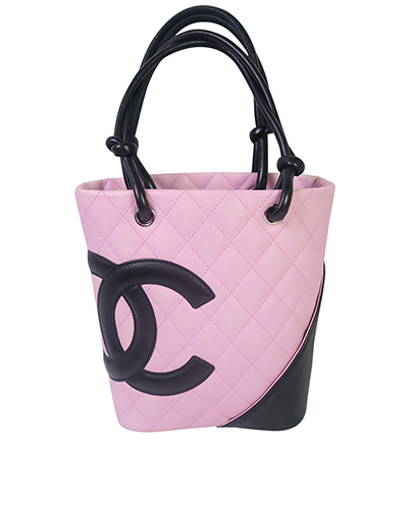 Mini Cambon Tote, £350, Handbags, Black/Pink, Leather, Front view